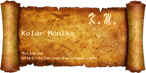 Kolár Mónika névjegykártya